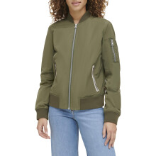 Levi's Women's Poly Bomber Jacket with Contrast Zipper Pockets, Army Green, X-Small