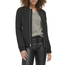 Levi's Women's Poly Bomber Jacket with Contrast Zipper Pockets, Black, X-Small