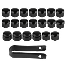Black 17mm Wheel Nut Covers 20 Pack