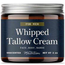 Whipped Beef Tallow Cream for Men | Face & Body | Beef Tallow for Skin Health & Barrier Support | Unscented | Whipped Mens Moisturizer Cream with Bees