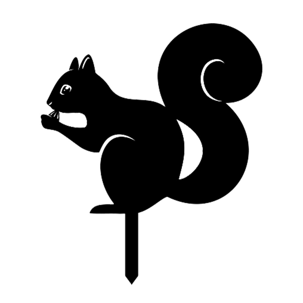 Semoic Squirrel Yard Art Decor Outdoor Lawn Black Metal Squirrel Silhouette Decor Garden Ground Insert Backyard Lawn Stakes - E