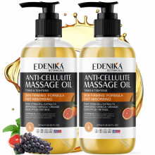EDENIKA BOTANICALS Firming Anti Cellulite Massage Oil, Grapeseed Oil, Caffeine, Plant Stem Cells & Retinol, Supports Tighter, Smoother-Looking Skin on