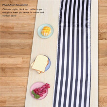 Striped Table Runner Polyester Table Decor Tablecloth for Indoor Outdoor Events Family Dinner(Black and White,4 Pieces)