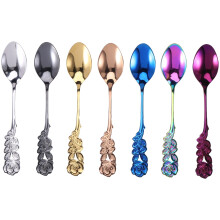 Rose Spoons Multicolor Stainless Steel Rose Style Spoons for Coffee Tea Dessert Drink Mixing Milkshake Spoon Tableware