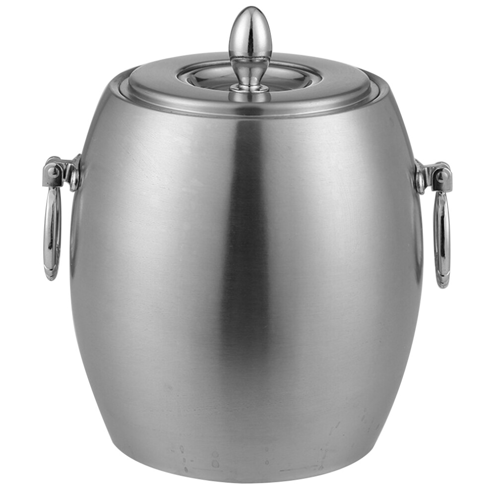 Semoic 304 Oval Ice Bucket, Wine Coolers Stainless Steel Double Wall Champagne Beer Whisky Bucket Keg Bar Accessories Bars(1L)