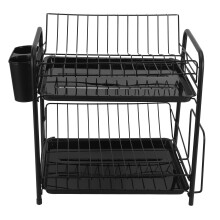 Dish Rack Set 2-Tier Kitchen Organizer Tools Plate Spoon Storage Frame Steel Drain Bowl Rack Kitchen Dish Shelf