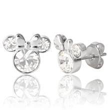 Minnie Mouse April Birthstone Stud Earrings for Women Official License, Disney Jewelry and Gifts (April-Clear Crystal)