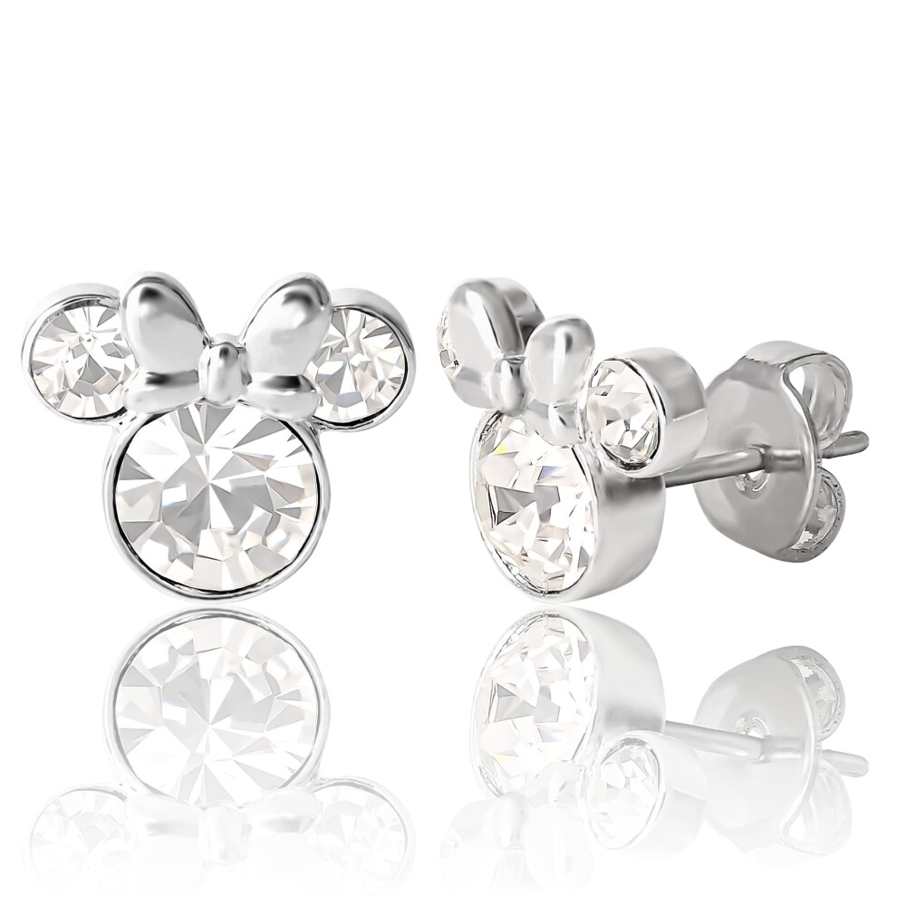 Disney Minnie Mouse April Birthstone Stud Earrings For Women Official License, Jewelry And Gifts (April-Clear Crystal)