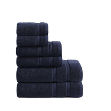 Tommy Hilfiger - Badhanddukar, Ultra-Mjuka & Snabbtorkande, 600 GSM (Harborside Solid Navy, 6 Delar)