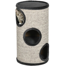 Griffoir Ă trois niveaux pour chat avec corde en sisal, gris