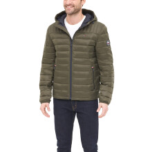 Chaqueta acolchada con capucha Tommy Hilfiger para hombre, resistente al agua, verde oliva, pequeña