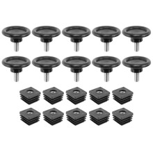 10 Sets 45mm Base Dia Adjustable Leveling Foot 25mmx25mm Square Tube Insert Kit