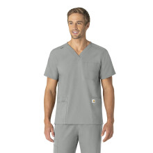 Carhartt Force Essentials Unisex V-Neck 6-Pocket Scrub Top, Grey, XL