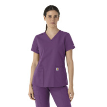 Carhartt Force Essentials Women's V-Neck Scrub Top, Eggplant, 4XL
