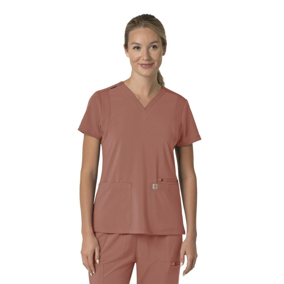 Carhartt Force Cross-Flex Women's Tuck-In Scrub Top - Wildrose, M