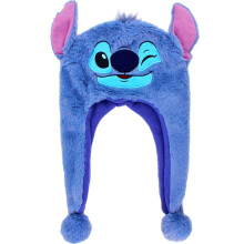 Disney Lilo and Stitch Beanie Hat, Adult Cuffed Peruvian Winter Knit Cap with 3D Ears, Blue, One Size