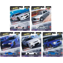 Set de Coches de Juguete Hot Wheels Modern Classics, 5-Pack, Nissan Skyline GTR, Mercedes-Benz 190E, Subaru Forester STI