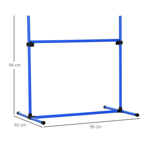 Set per agility dog regolabile in altezza con pali, blu 2
