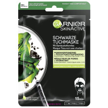 Garnier Black Sheet Mask, Minimize Pores, Moisturizing and Refining Pores, With Hyaluronic Acid, Black Algae Extract and LHA, Hydra Bomb, 28 g / 0.99