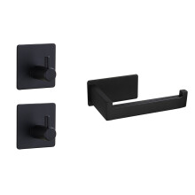 Set Porta Fazzoletti nel Acciaio Inossidabile Nero Porta Fazzoletti Autoadesivo un Parete con 2 Ganci per Bagno o Cucina