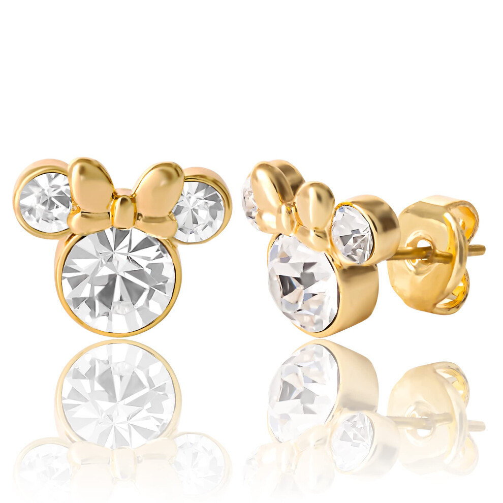 Disney Minnie Mouse April Birthstone Stud Earrings For Women Official License, Birthstone Jewelry (April-Yellow)
