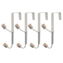 4PCS Punch-Free Carbon Steel Door Rear Hook Clip- Two-Link Door Rear Hook Double Hook Coat Hat and Bag Hanger