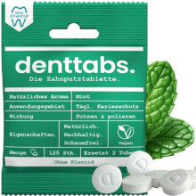 DENTTABS Stevia - Munt Tandreinigingstabletten Fluoride vrij 1 x 125 Stuks