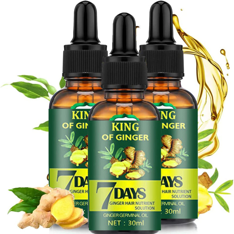 Biotin Hair Growth Serum for Hair Loss Regrowth, with Ginger Essential Oil for Stronger, Thicker, Longer Hair - 1.0 Fl Oz / 30ML (3 PCS)