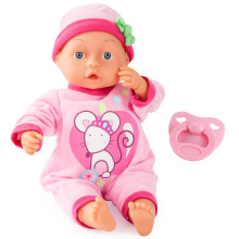 Bayer: First Words Baby Doll 13" Pink Mouse with 24 Sounds Pacifier & Cap Ideal for Kids 18 Months and Up