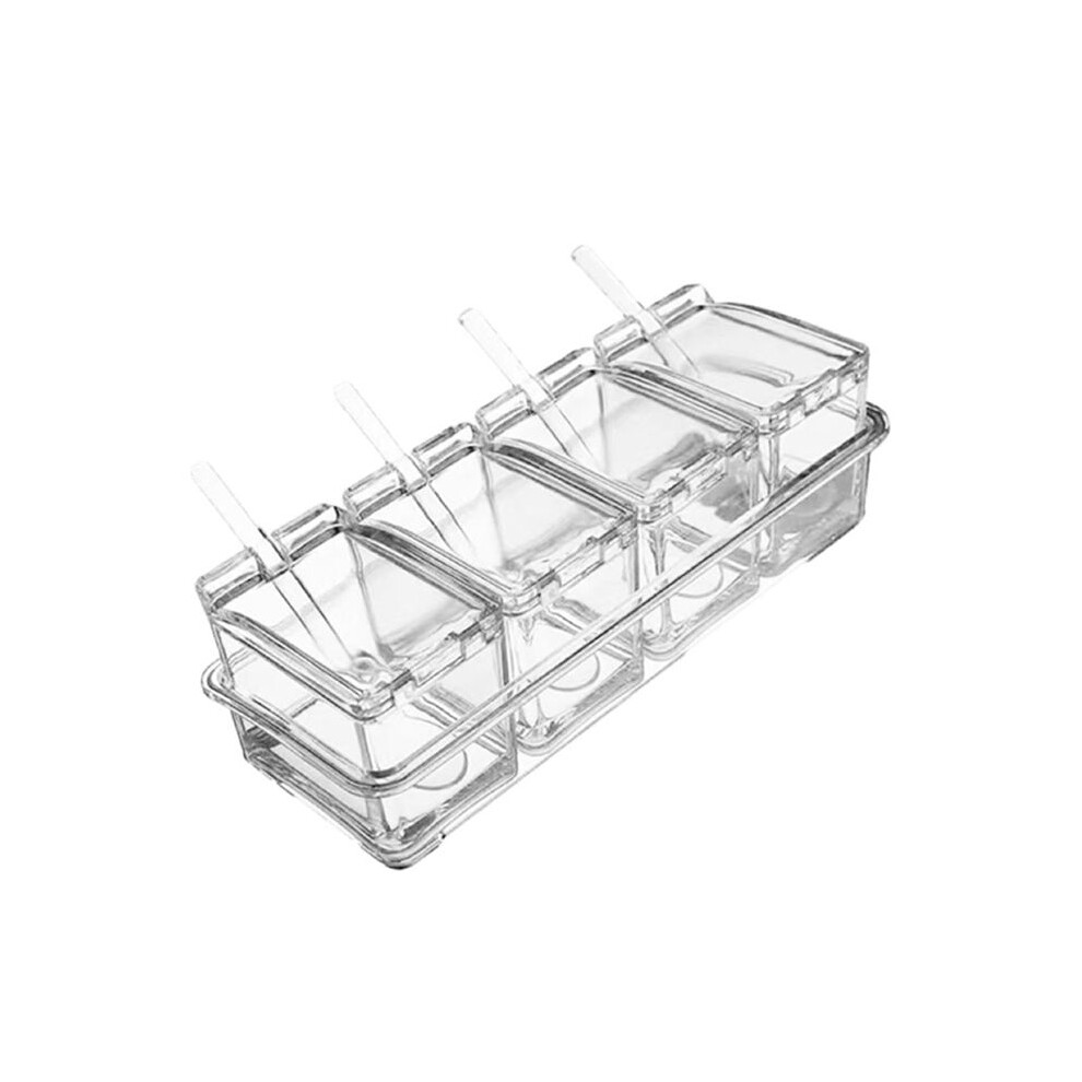 Semoic Acrylic Kitchen Spice Pots, Clear Seasoning Box Set, Storage Container Condiment Jars For Spice Salt Sugar Cruet
