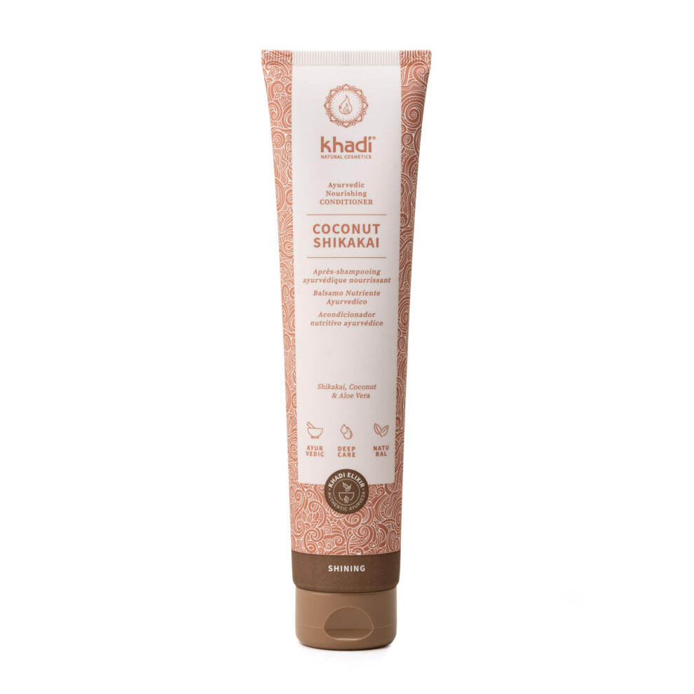 Khadi Coconut Shikakai Ayurvedic Conditioner, 100% Natural, Silicone-Free, Coconut & Shikakai Rich Conditioning, Silky Shine, Reduces Frizz & Defines