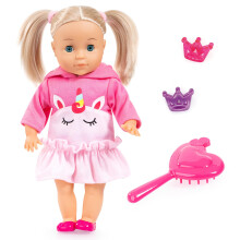 Bayer: Charlene Little Lover Doll - 13" Pink Unicorn Top - w/Kiss & Laugh Sounds, Blonde, Hair Accessories, Open/Closes Eyes