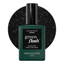 Esmalte de Gel Manucurist Green Flash - Sparks (Negro Brillante) - UV & LED - 12-Free, Bio-Base (84%) - Manicura Profesional - 15 ml