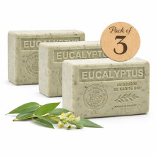 La Maison du Savon - Peeling Eukalyptus Seifen Trio - Feuchtigkeitsspendende Seifen mit Bio-Sheabutter - Cremiger Schaum - Französisch