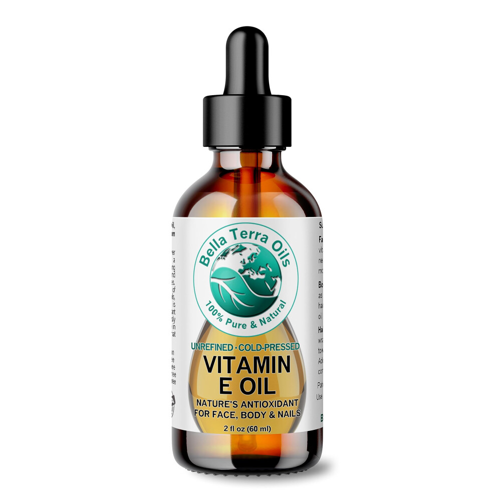 Bella Terra Oils - Organic Vitamin E Oil 8 Oz - Luxurious Organic Wheat Germ Derived Oil, Abundant In Organic Vitamin E Antioxidants, Skin's Best Frie