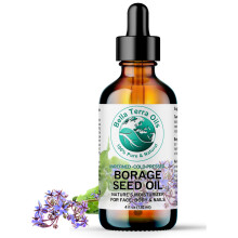 Bella Terra Oils - Ekologisk Boragefröolja 4 oz - Rik på GLA, Ren & Oförändrad, Fylld med Omega-6 Fettsyror