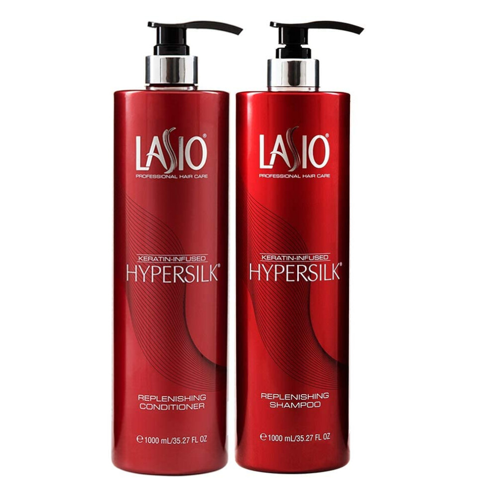 Lasio - Keratin-Infused Hypersilk Replenishing Shampoo & Conditioner Combo Pack - 35.27 Fl. Oz - Repair, Restore & Redefine Hair Care Products