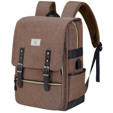 Ronyes Vintage Laptop Rugzak voor Dames en Heren, 15.6 inch Casual Dagrugzak met USB Oplaadpoort