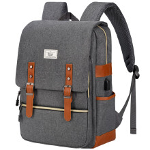 Ronyes Vintage Laptop Rugzak voor Mannen en Vrouwen, 15.6 inch Casual Daypack met USB Oplaadpoort