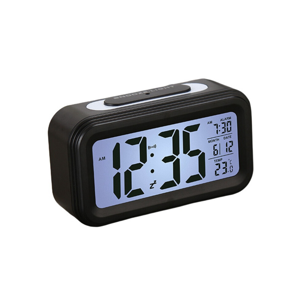 Semoic Temperature Alarm Clock Led Display Digital Backlight Calendar Desktop Snooze Electronic Alarm Clock-C