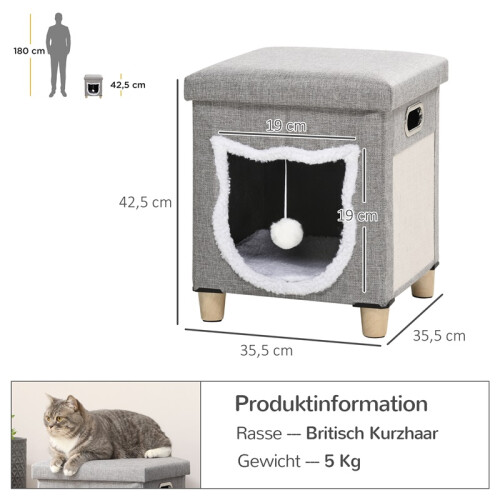 Kattenpoef met krabmat en speelbal 2