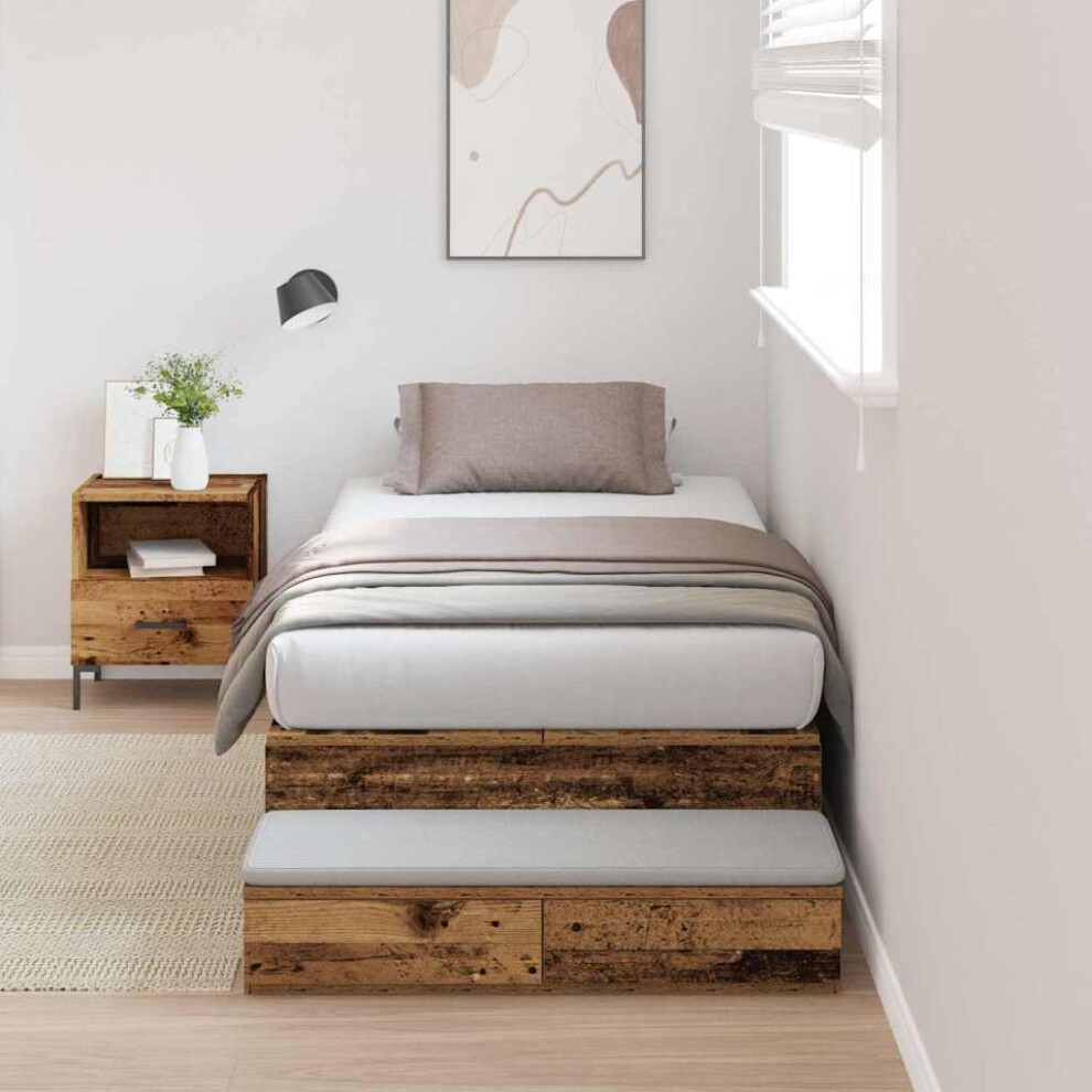 Vidaxl Storage Bed Frame With Drawer Old Wood 100 Cm Engineered Wood