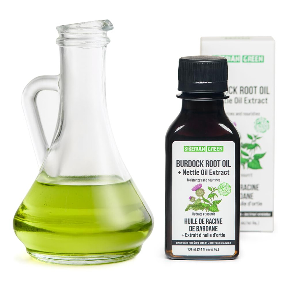 Siberian Green Burdock Oil With Nettle Oil Extract - 100Ml Natural Siberian Hair Loss Burdock Root Care - Easy To Apply Hair Oil - Anti-Dandruff Scalp