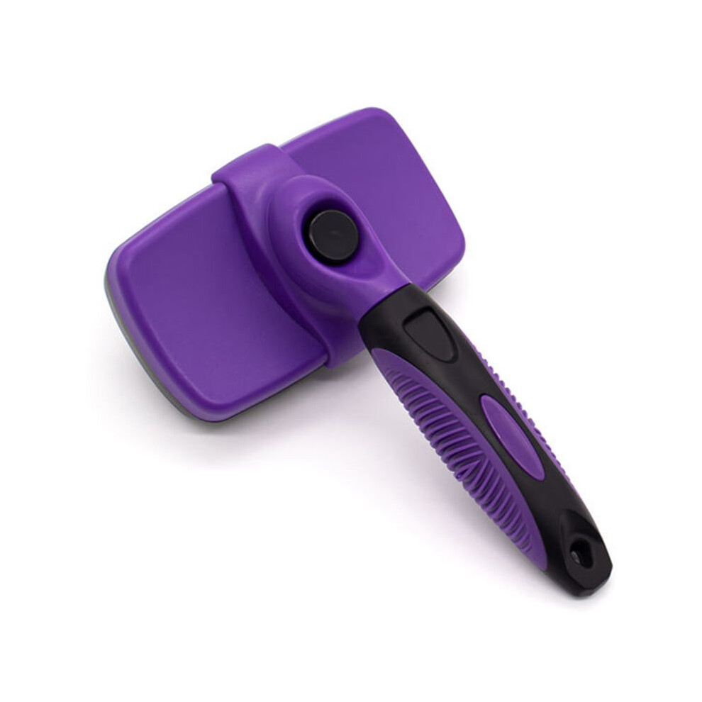 Semoic Dog Self-Cleaning Slicker Brush For Shedding & Grooming Long Short Haired Cats, Pain Free Bristles Gently,