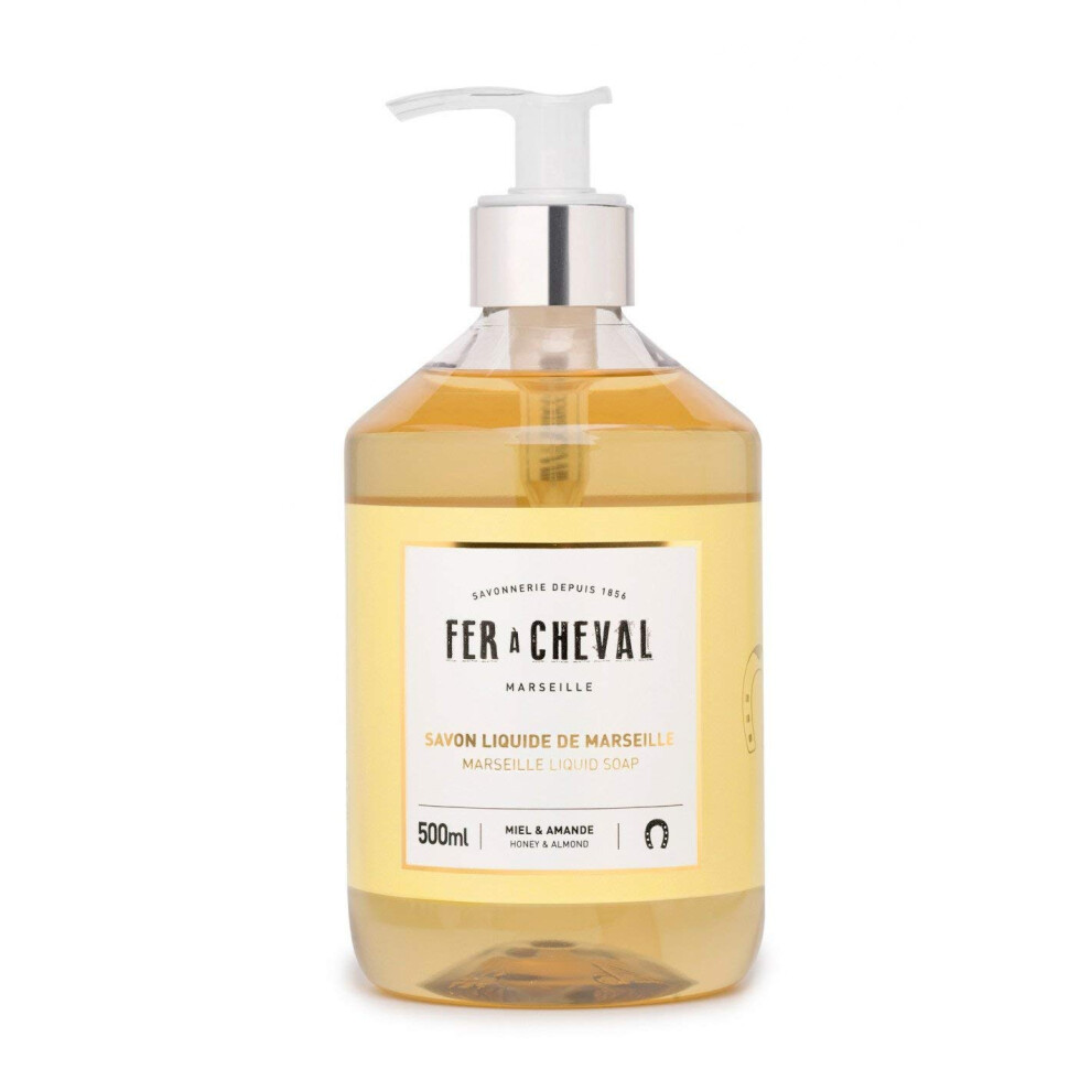 Fer Cheval Marseille Liquid Soap, Honey Almond Liquid Soap, Organic French Savon Liquide De Marseille Soap, Honey & Almond, 500 Ml/16.9 Fl Oz