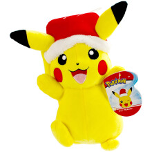 Pokemon Pikachu Holiday Seasonal Plush, 8-Inch Plush Toy, Includes Santa Hat Accessory - Super Soft Plush, Authentic Details - Perfect for Playing, Di