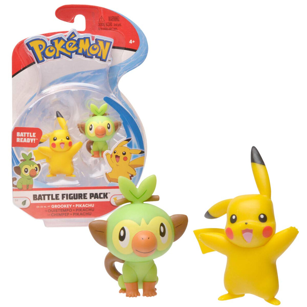 Pokémon Pokemon New Sword And Shield Battle Action Figure 2 Pack - Pikachu And Grookey 2-Inch Figures