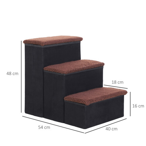 Escalier pliable pour animaux avec rangement, 3 marches, noir 2