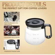 Kaffeekannenbecher mit Deckel, 473 Ml, Lustige Glastasse mit Skala und , Spülmaschinenfest, 2er-Set, Geschenkidee für Kaffeeliebhaber