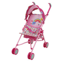 Baby Alive: Doll Stroller - Pink & Rainbow - Fits Dolls Up to 24", Retractable Canopy, Safety Harness for Baby Doll, Two-Toned Handle & Wheels, Storag